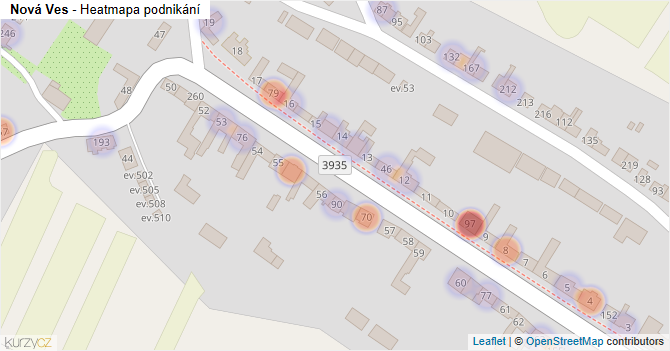 Nová Ves - mapa podnikání