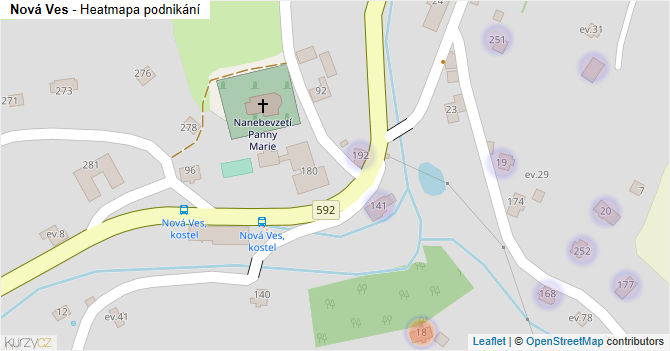 Nová Ves - mapa podnikání