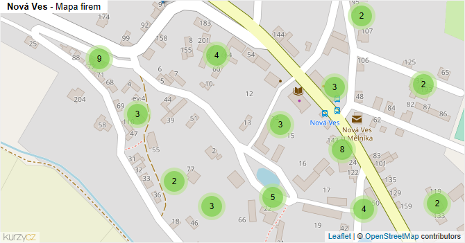 Nová Ves - mapa firem