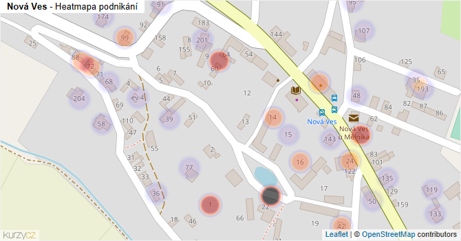 Nová Ves - mapa podnikání