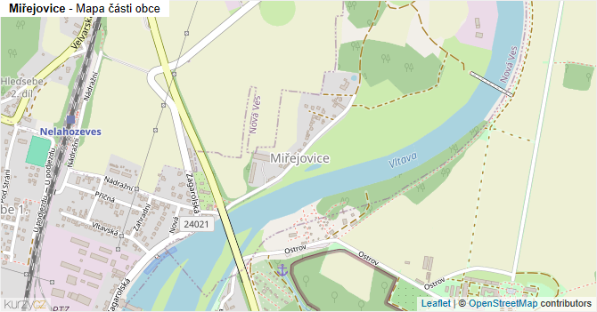 Miřejovice - mapa části obce