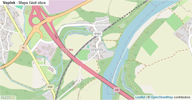 Vepřek - mapa části obce