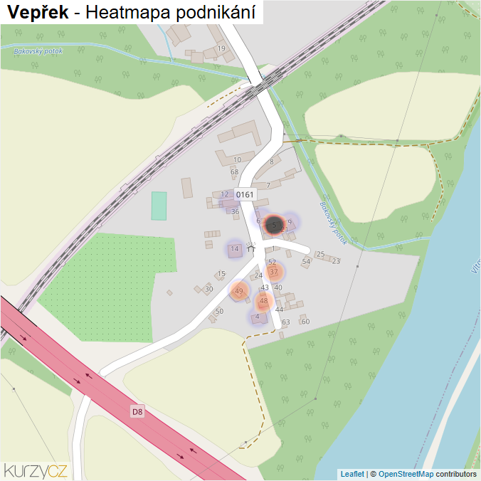 Mapa Vepřek - Firmy v části obce.