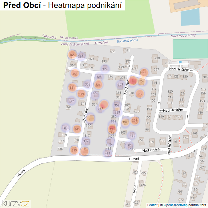 Mapa Před Obcí - Firmy v ulici.