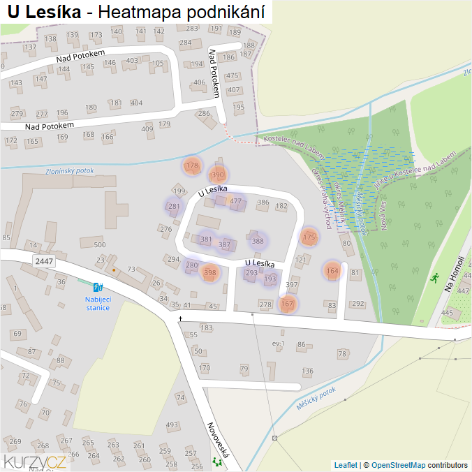 Mapa U Lesíka - Firmy v ulici.