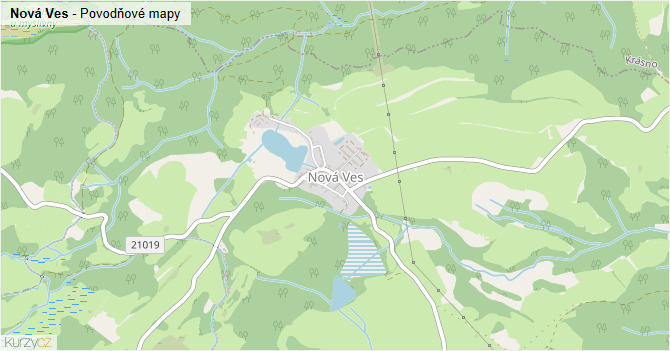 Nová Ves - záplavové mapy stoleté vody