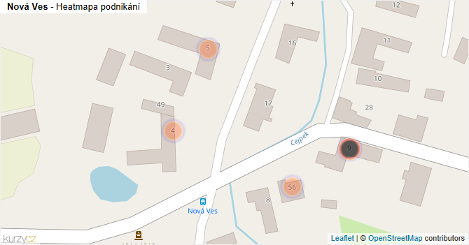 Nová Ves - mapa podnikání