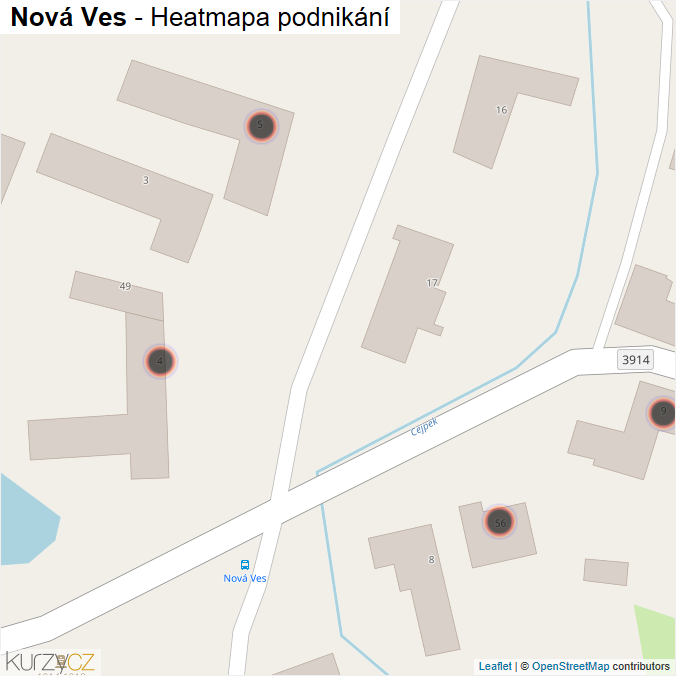 Mapa Nová Ves - Firmy v obci.