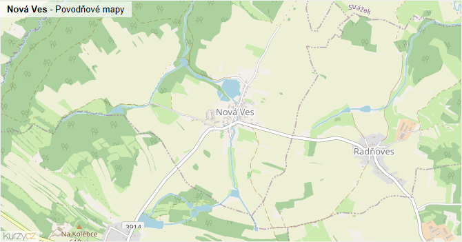 Nová Ves - záplavové mapy stoleté vody