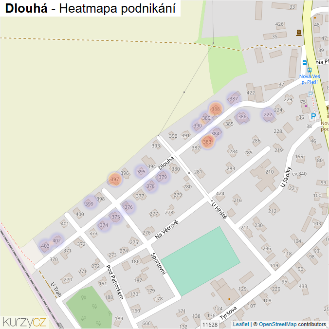 Mapa Dlouhá - Firmy v ulici.