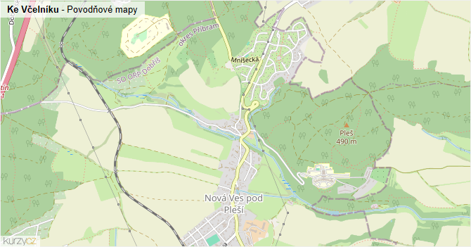 Ke Včelníku - záplavové mapy stoleté vody