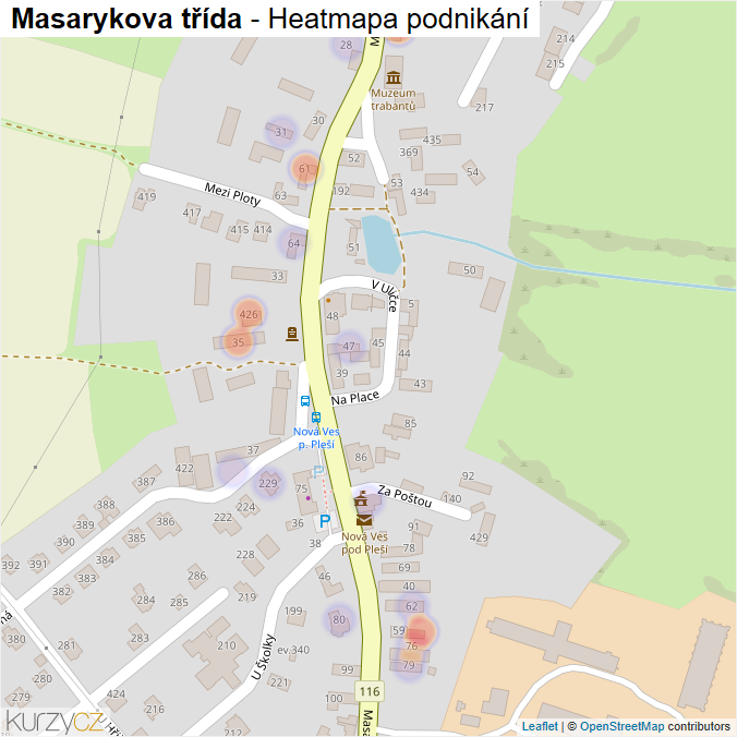 Mapa Masarykova třída - Firmy v ulici.