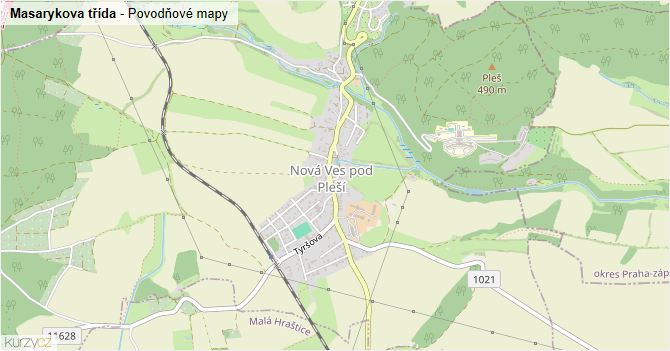 Masarykova třída - záplavové mapy stoleté vody