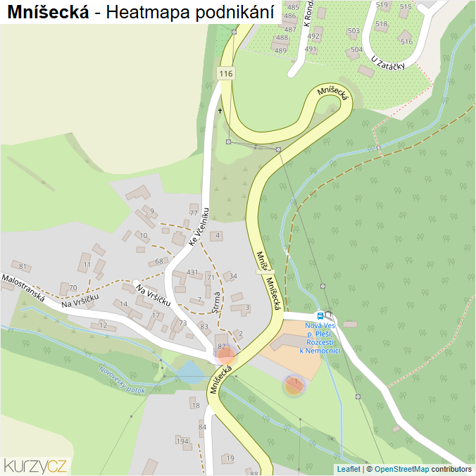 Mapa Mníšecká - Firmy v ulici.