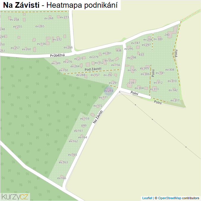 Mapa Na Závisti - Firmy v ulici.