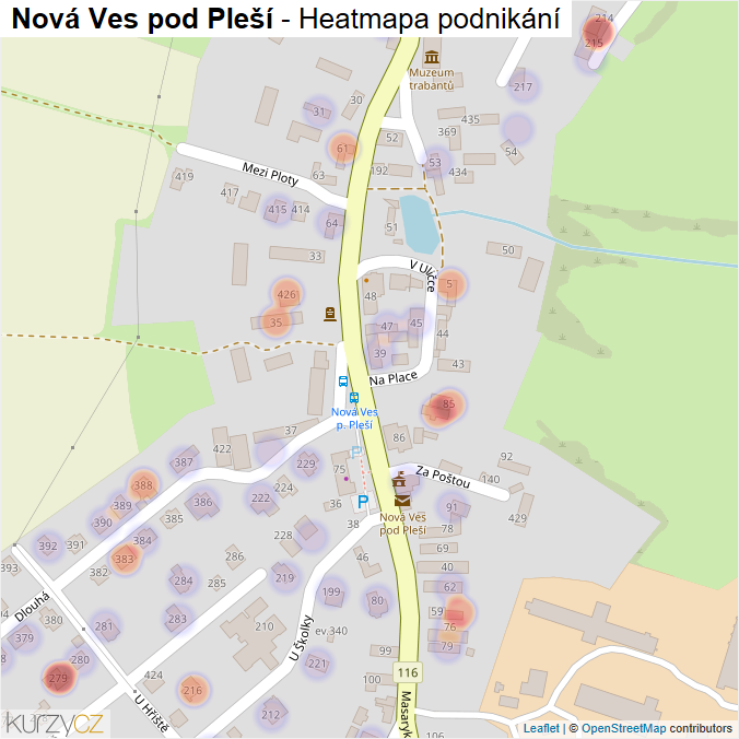 Mapa Nová Ves pod Pleší - Firmy v části obce.