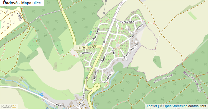 Řadová - mapa ulice