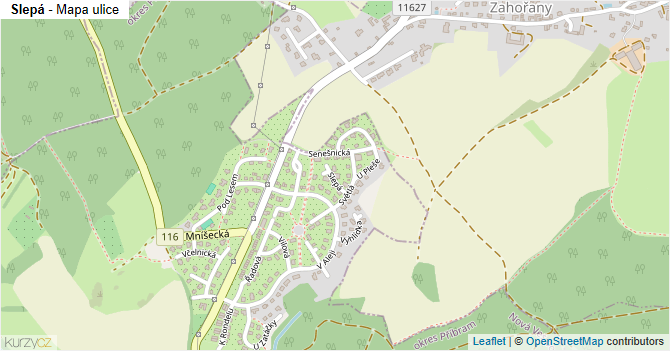 Slepá - mapa ulice
