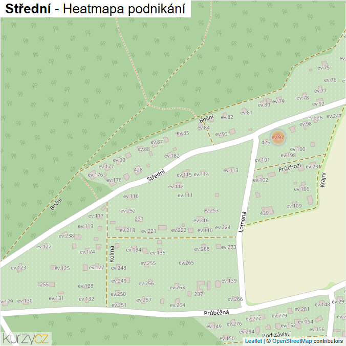 Mapa Střední - Firmy v ulici.