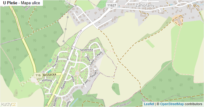 U Pleše - mapa ulice