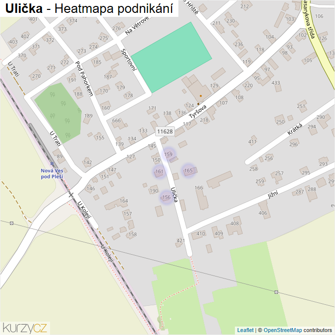 Mapa Ulička - Firmy v ulici.