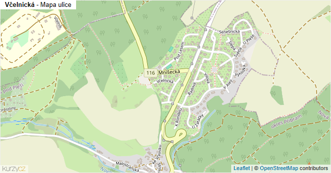 Včelnická - mapa ulice