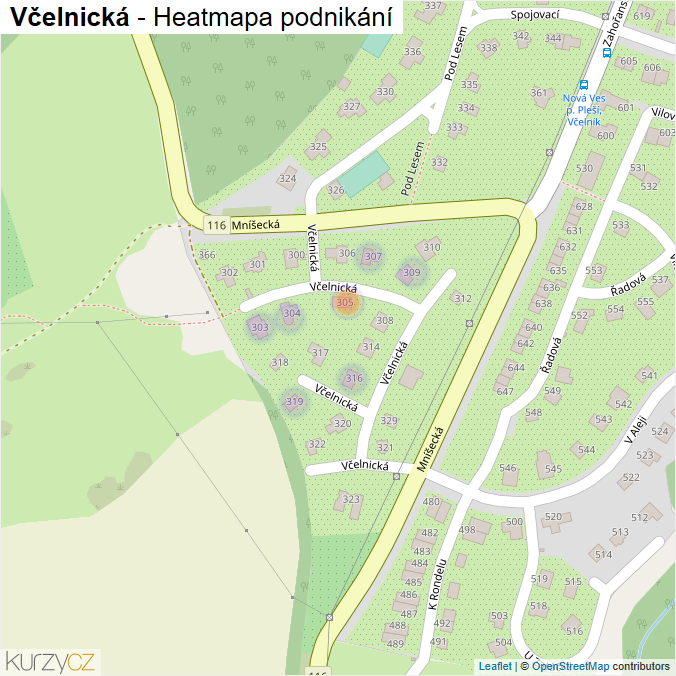 Mapa Včelnická - Firmy v ulici.