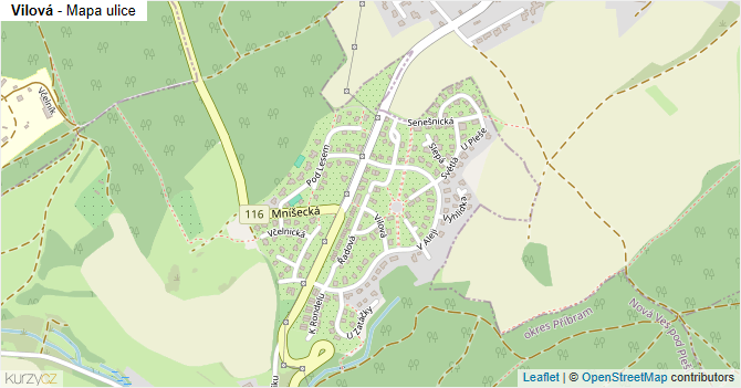 Vilová - mapa ulice
