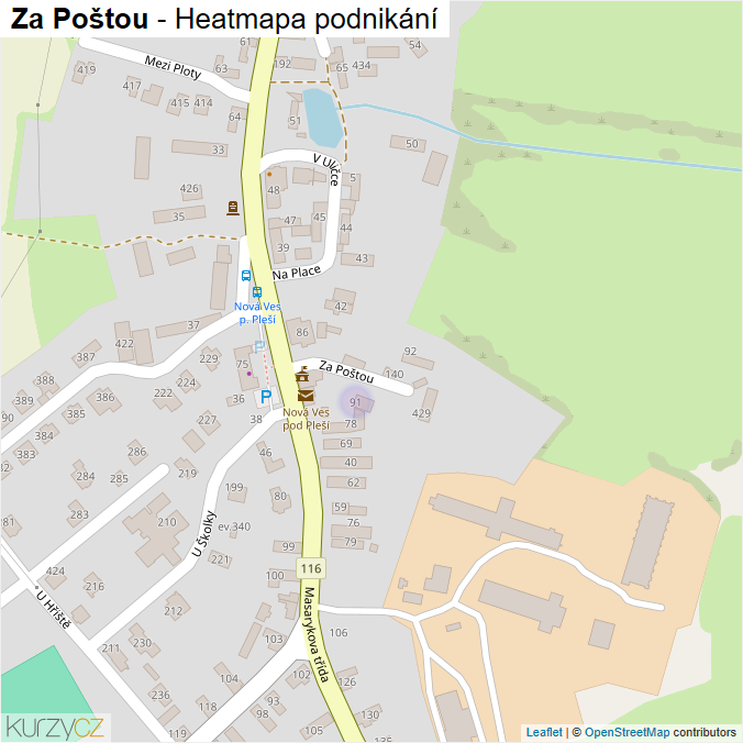 Mapa Za Poštou - Firmy v ulici.
