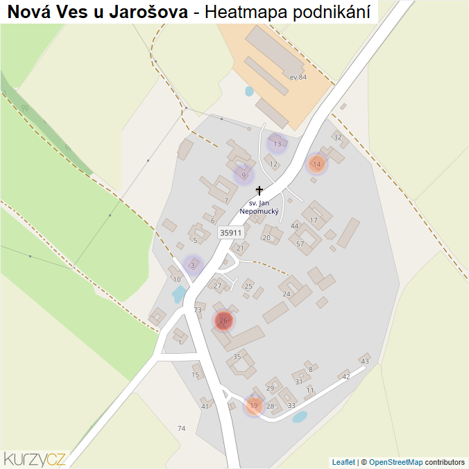 Mapa Nová Ves u Jarošova - Firmy v části obce.