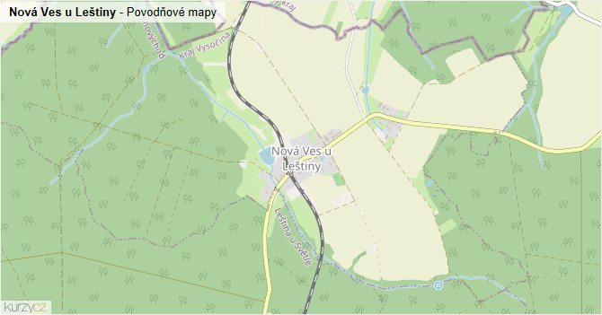 Nová Ves u Leštiny - záplavové mapy stoleté vody