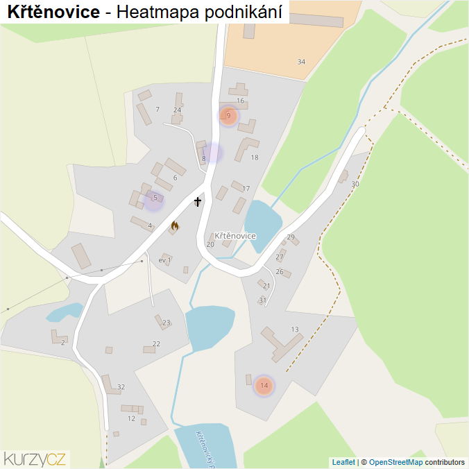 Mapa Křtěnovice - Firmy v části obce.