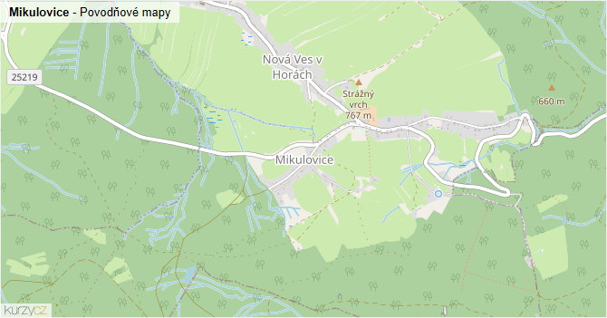 Mikulovice - záplavové mapy stoleté vody