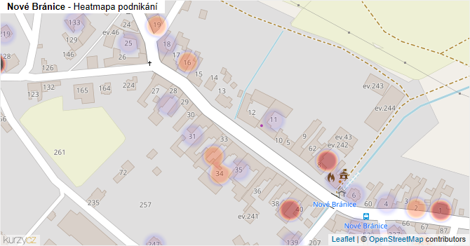 Nové Bránice - mapa podnikání