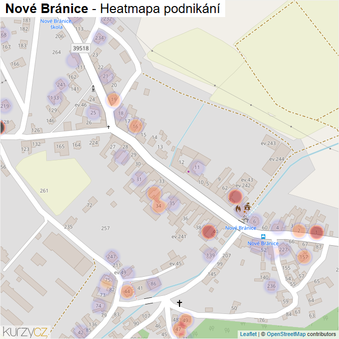 Mapa Nové Bránice - Firmy v části obce.