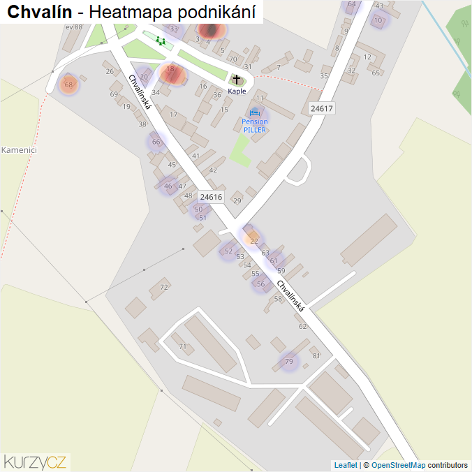 Mapa Chvalín - Firmy v části obce.