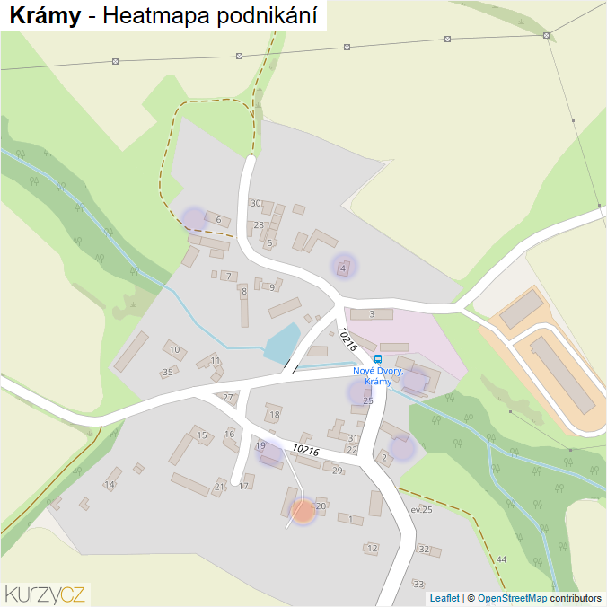 Mapa Krámy - Firmy v části obce.