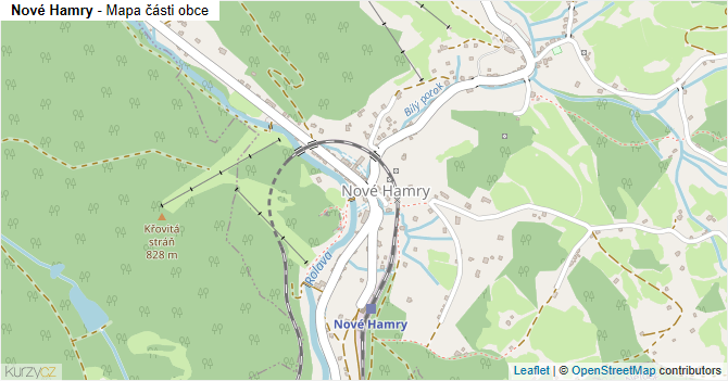 Nové Hamry - mapa části obce