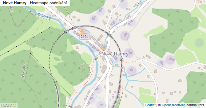 Nové Hamry - mapa podnikání