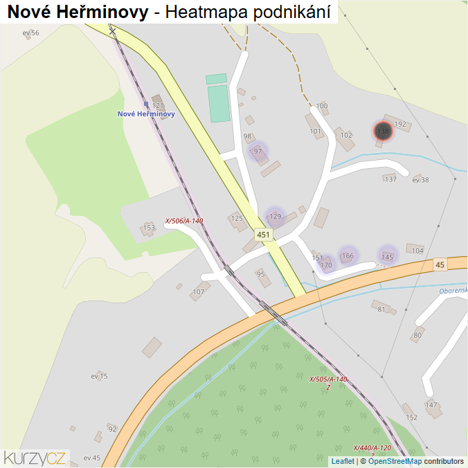 Mapa Nové Heřminovy - Firmy v části obce.