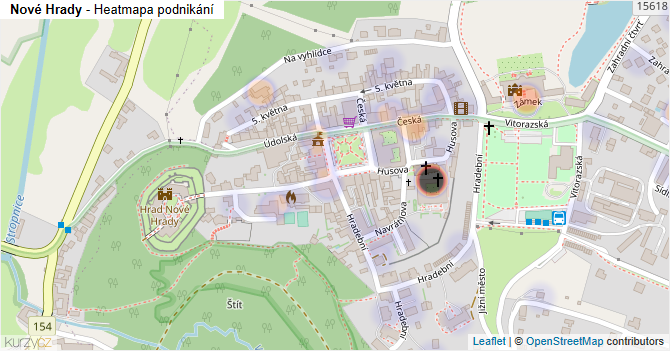 Nové Hrady - mapa podnikání