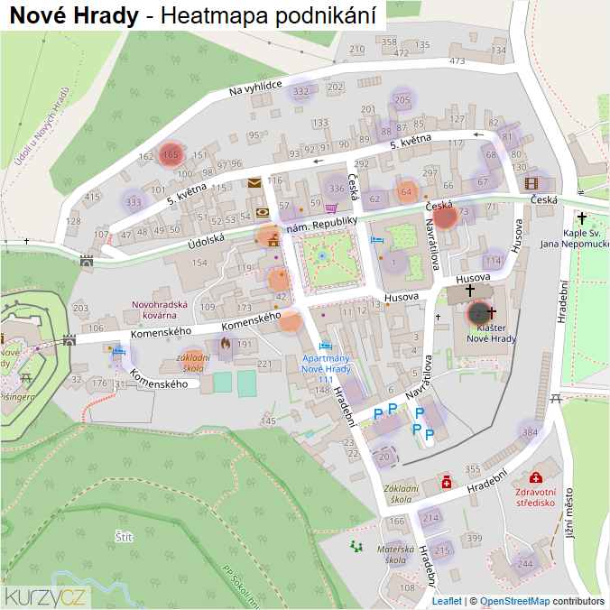 Mapa Nové Hrady - Firmy v obci.