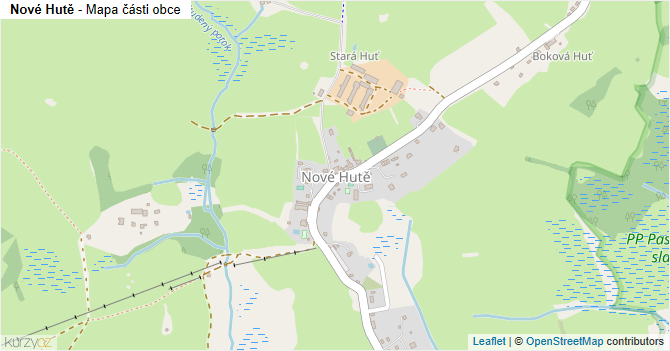 Nové Hutě - mapa části obce
