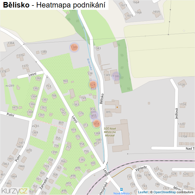 Mapa Bělisko - Firmy v ulici.