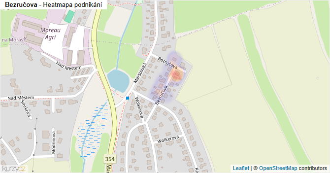 Bezručova - mapa podnikání