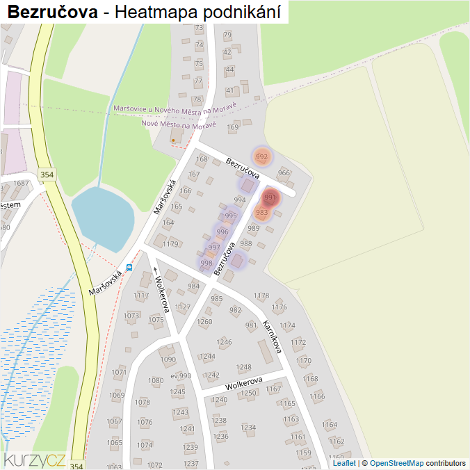 Mapa Bezručova - Firmy v ulici.