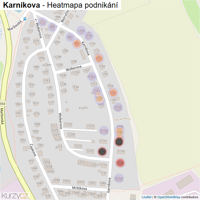 Mapa Karníkova - Firmy v ulici.