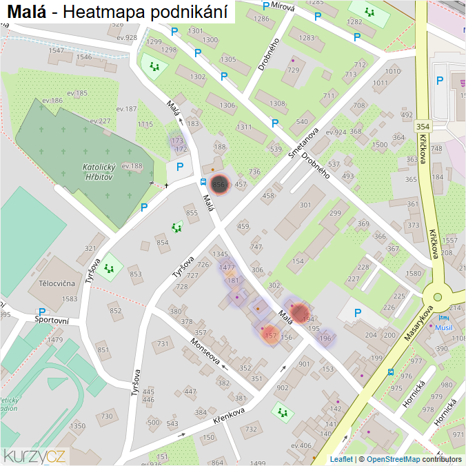 Mapa Malá - Firmy v ulici.