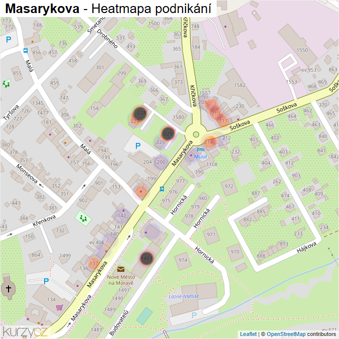 Mapa Masarykova - Firmy v ulici.