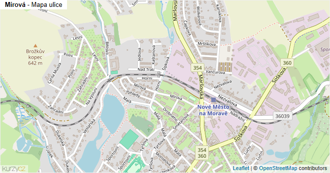 Mírová - mapa ulice